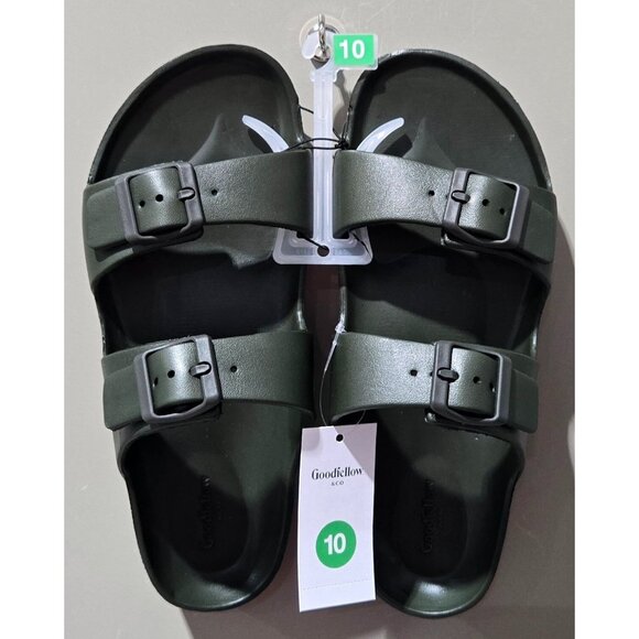 Goodfellow Carson Men's Dual Band Olive Green Slide In Sandals - Picture 3 of 7